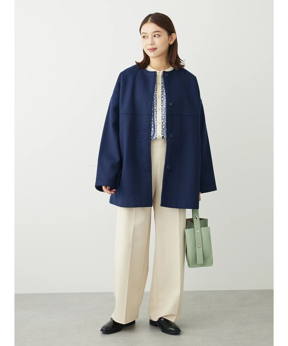 Green Parks 洗えるノーカラーショートコート 