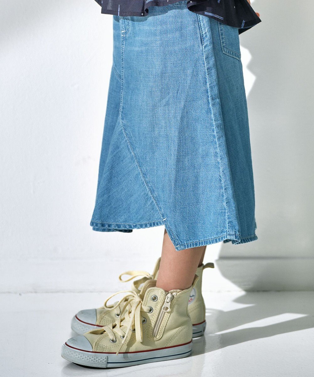 Kmkk 100 1cm ライトオンスデニム イレギュラーヘム フレアデニムスカート 番号kf69 組曲 Kids ファッション通販 公式通販 オンワード クローゼット