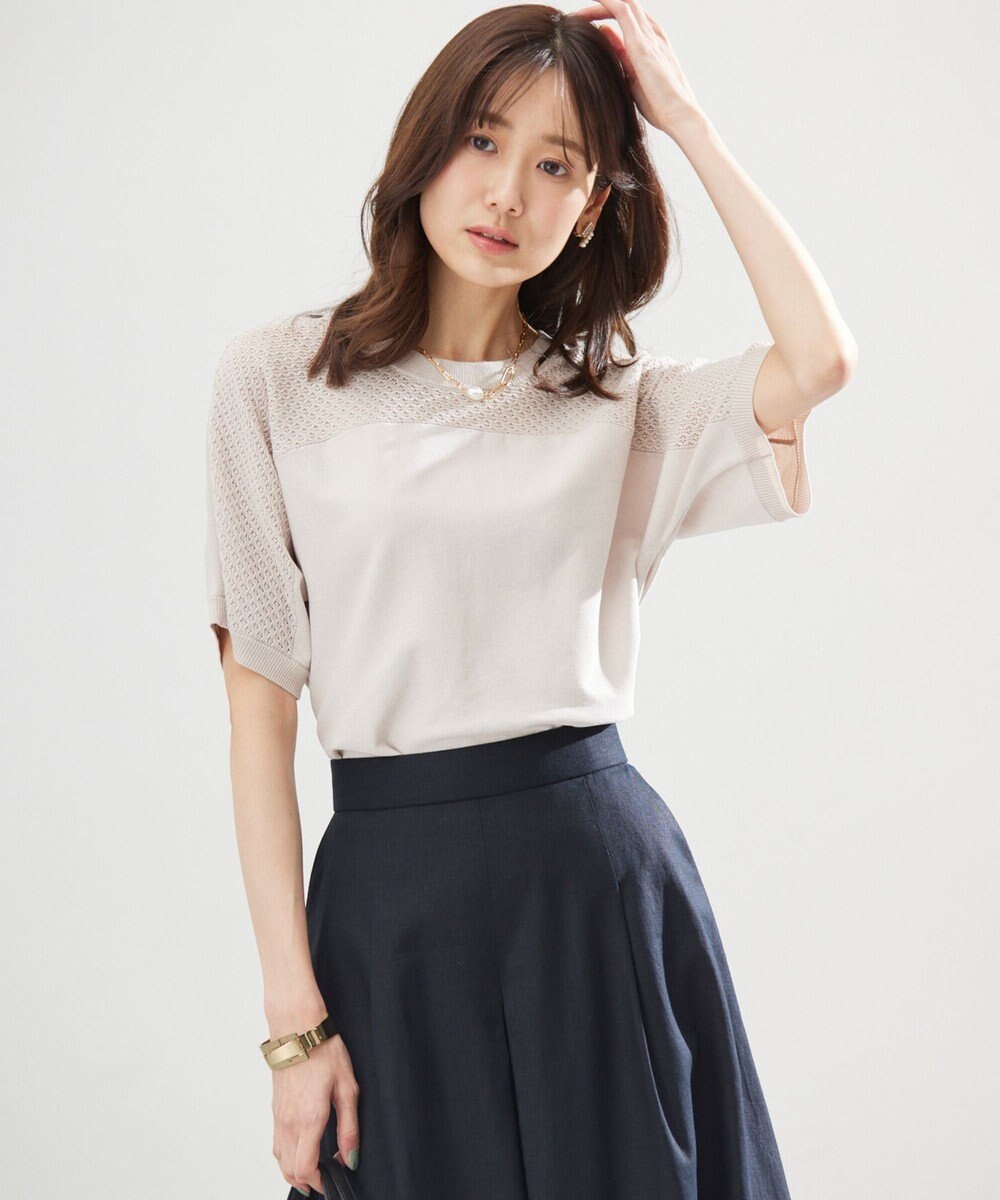 組曲 【WEB限定】メッシュ切り替えドルマン ニット 