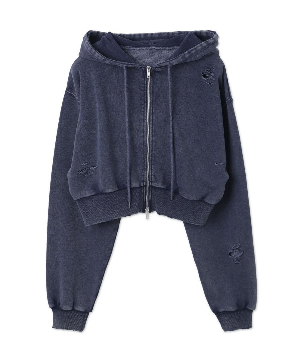 WEGO ダメージショートジップパーカー 