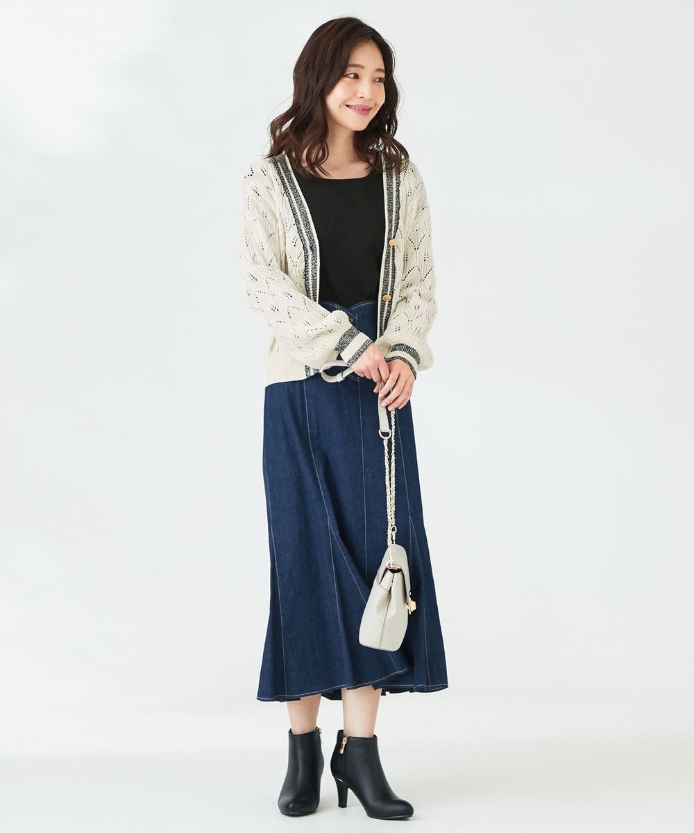 ANY SIS 【洗える】透かし編みニット カーディガン 