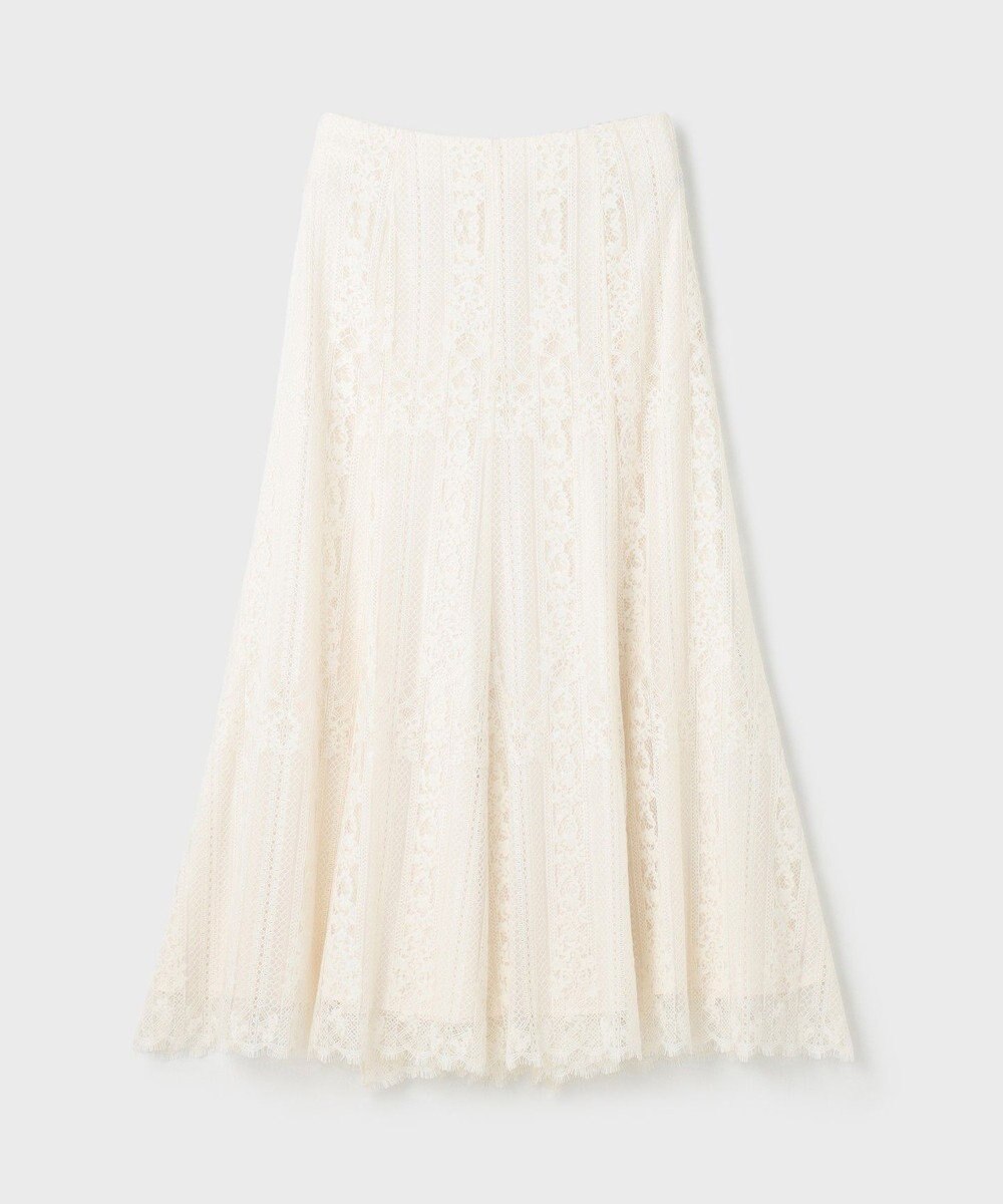 GRACE CONTINENTAL ストライプレースフレアスカート 