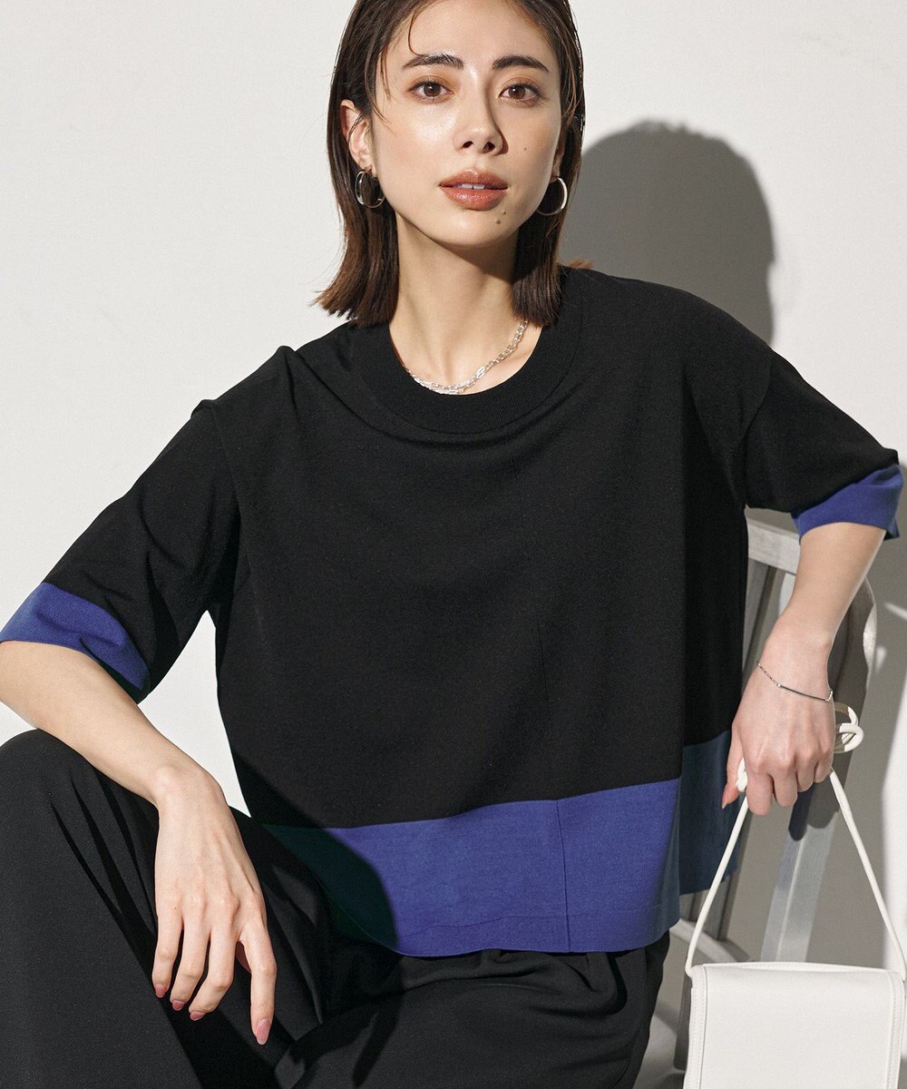 ICB VIS/NYハイゲージ バイカラーニットT 