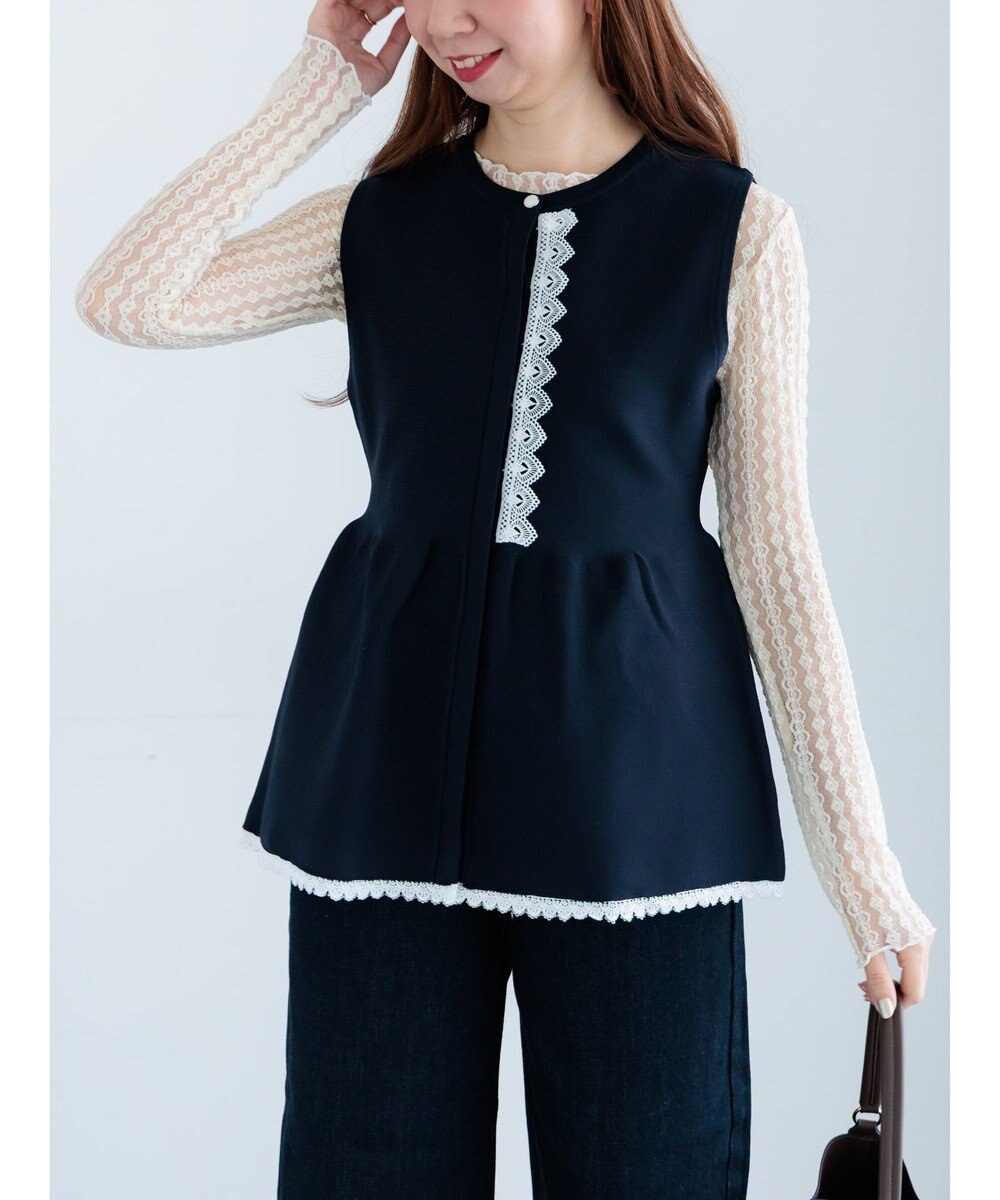 Te chichi レースペプラムベスト 