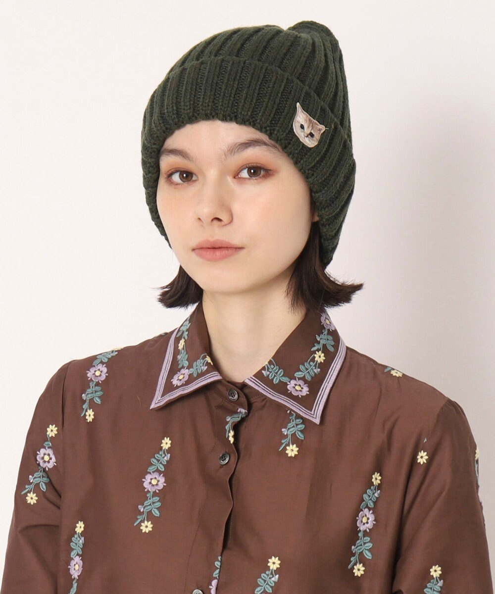 MOONBAT 【FUDGE11月号掲載】PAUL & JOE ACCESSOIRES ヌネット刺繍ワッペン付リブニット帽 