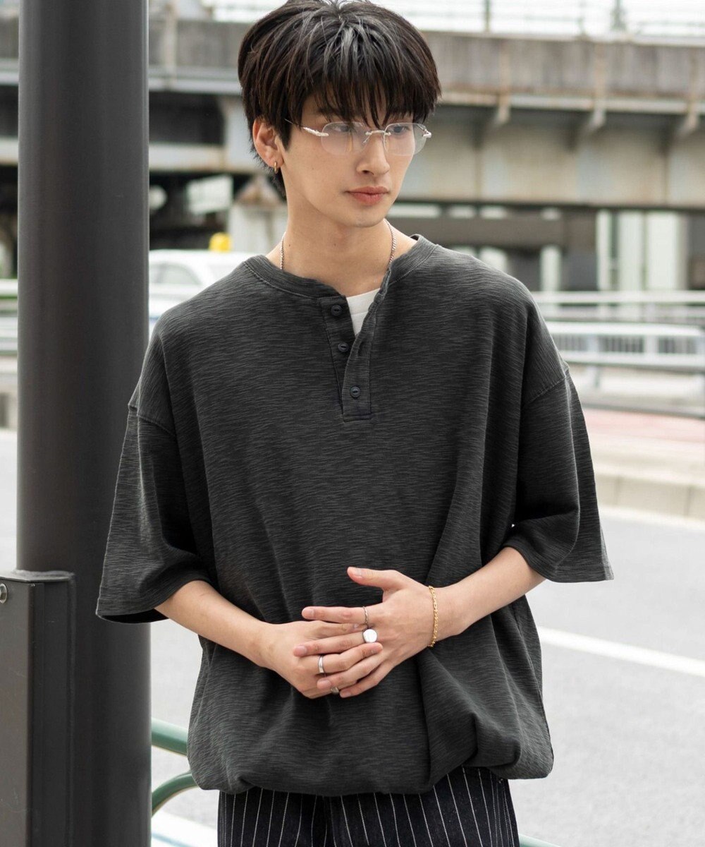 WEGO 【ユニセックス着用ITEM/MLサイズ展開】スラブヘンリーネックT（SS） 