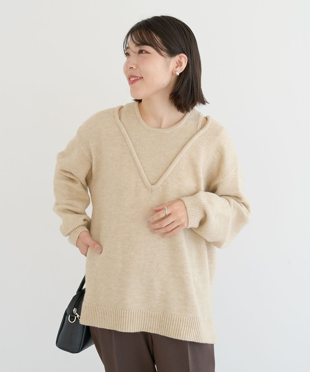 Green Parks フェイクレイヤードＶネックニットプルオーバー 