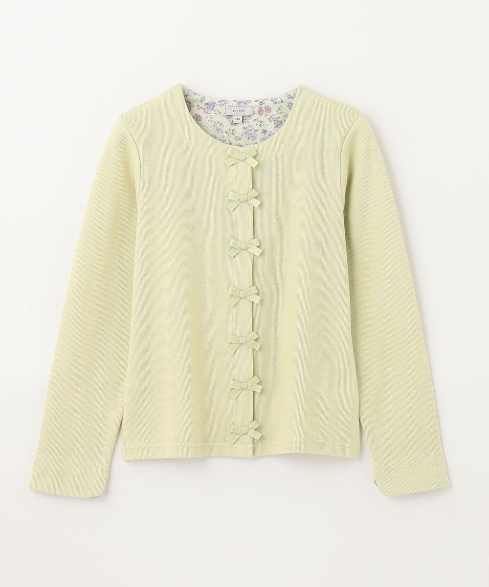 ANY KIDS スナップボタン リボン カーディガン 