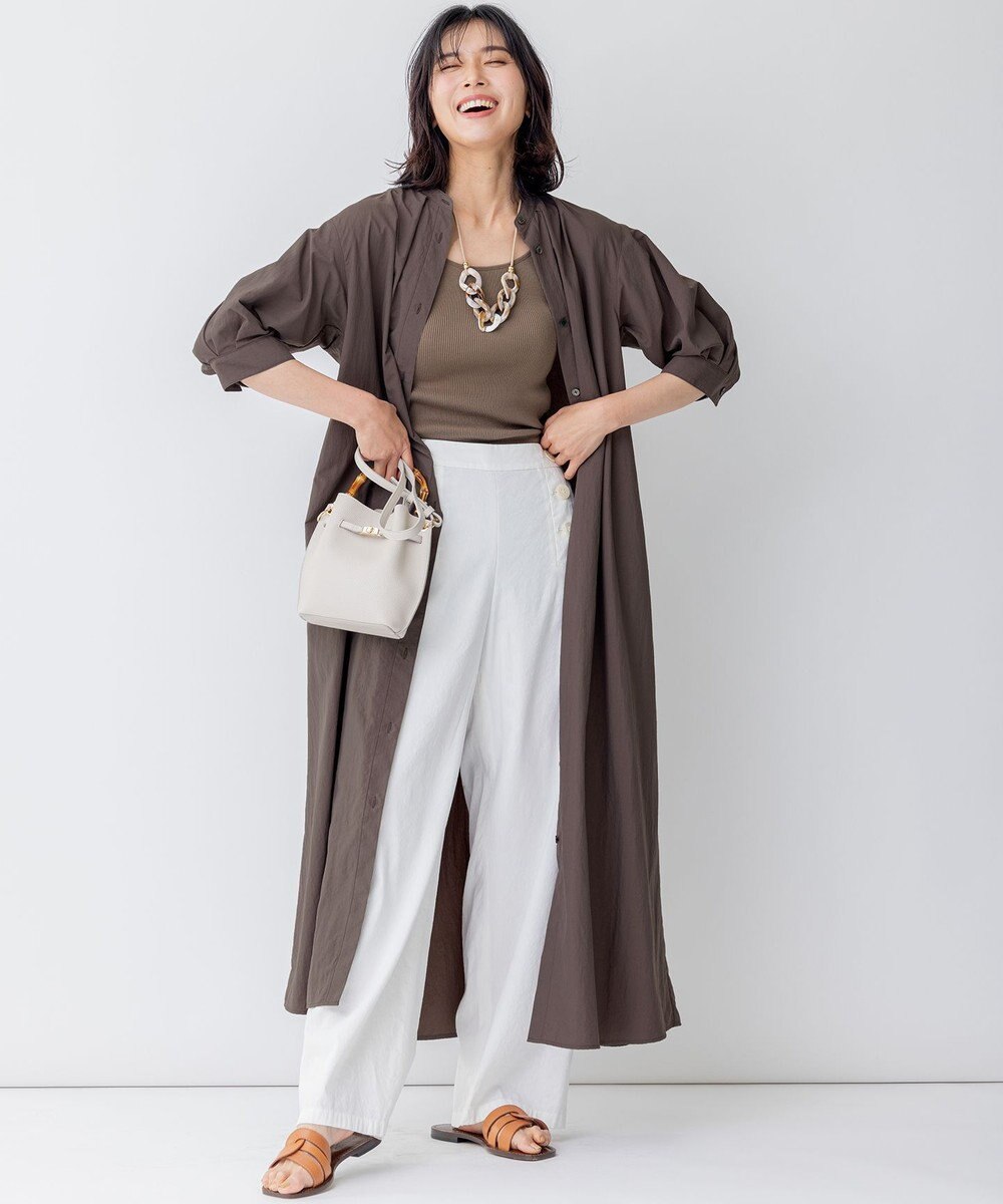 23区 L 【洗える】マットナイロンタフタ シャツワンピース 