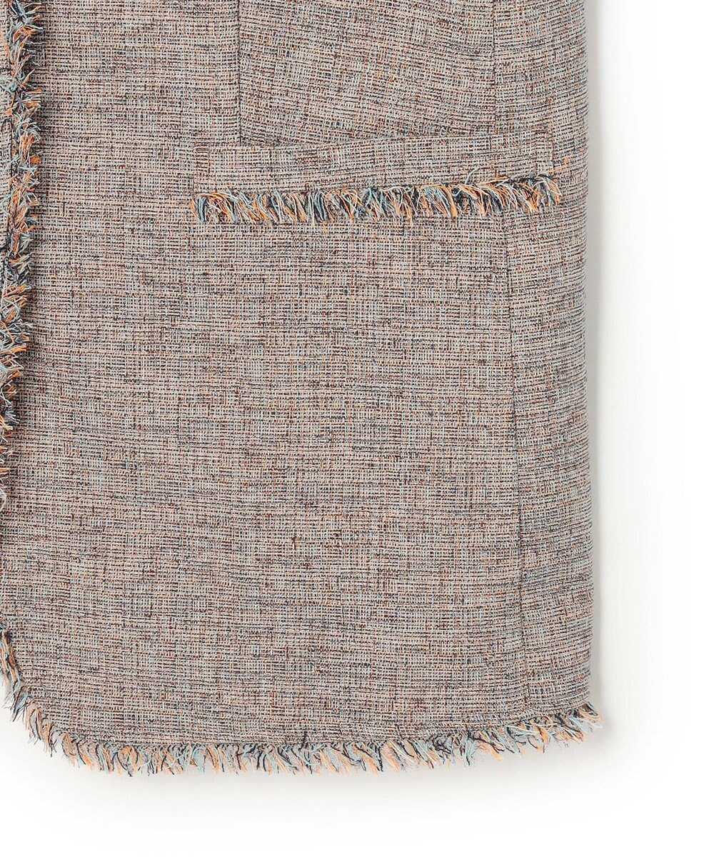 23区 【先行予約】リネンライクブッチャー フリンジノーカラージャケット 