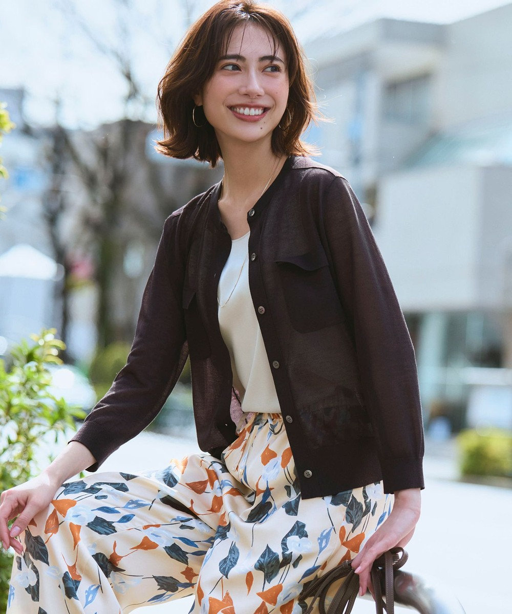 23区 【WEB&一部店舗限定カラーあり】シャイニーシアー フラップポケット カーディガン 