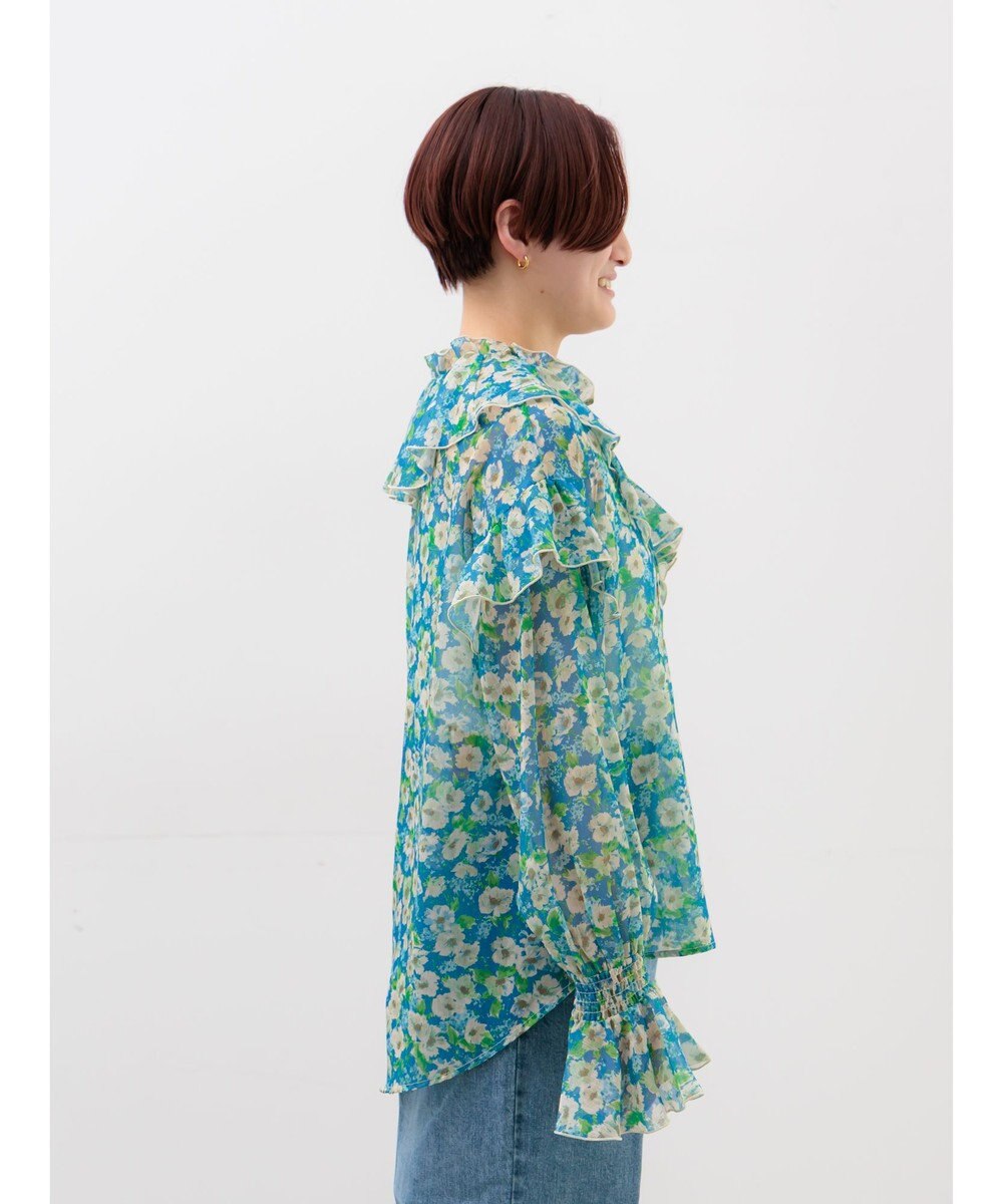 Te chichi フラワープリントフリルブラウス 