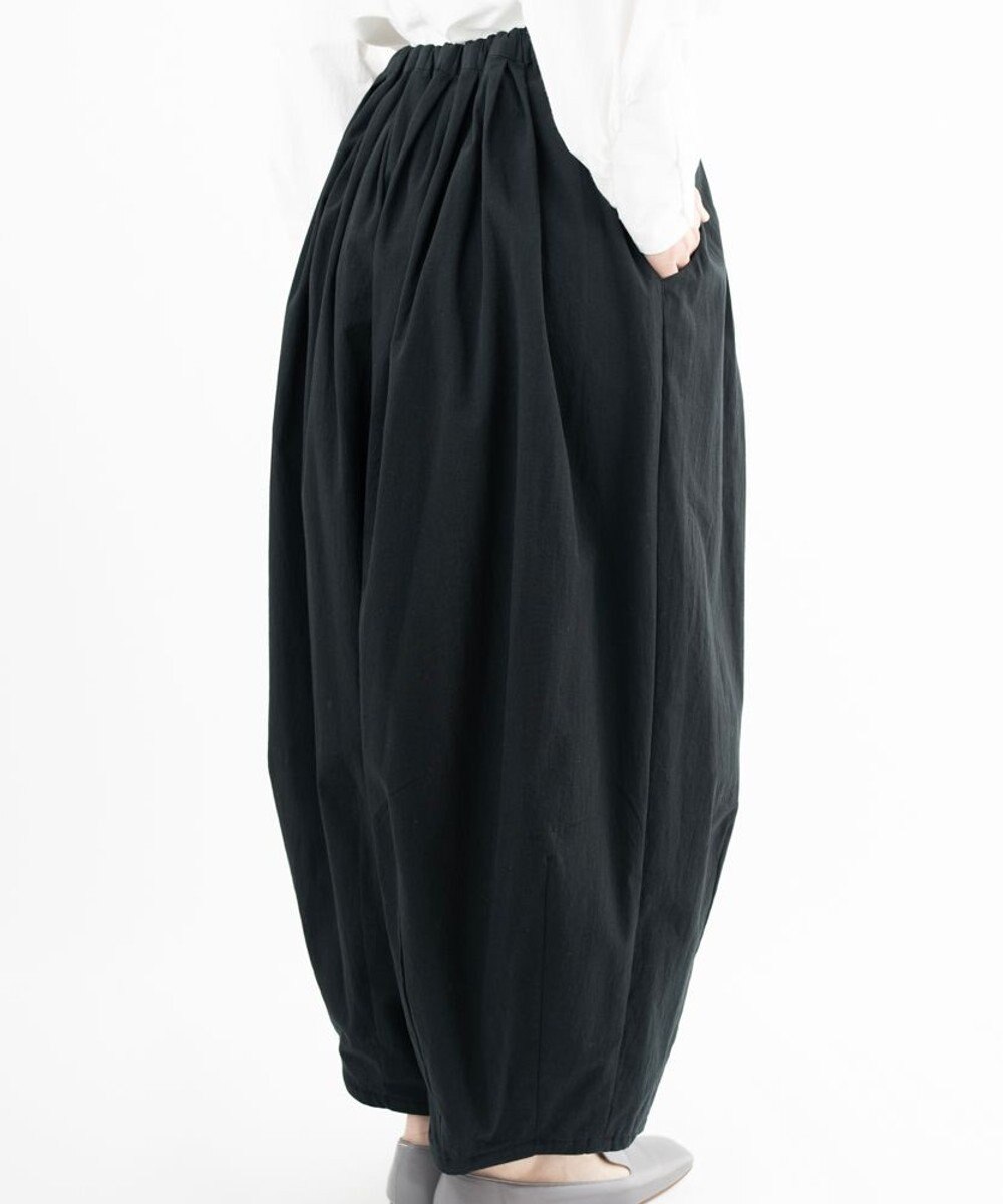 muuc 〈綿100%〉〈涼しいワッシャー生地〉〈裾タック入り〉〈ワイドシルエット〉サーカスパンツ 