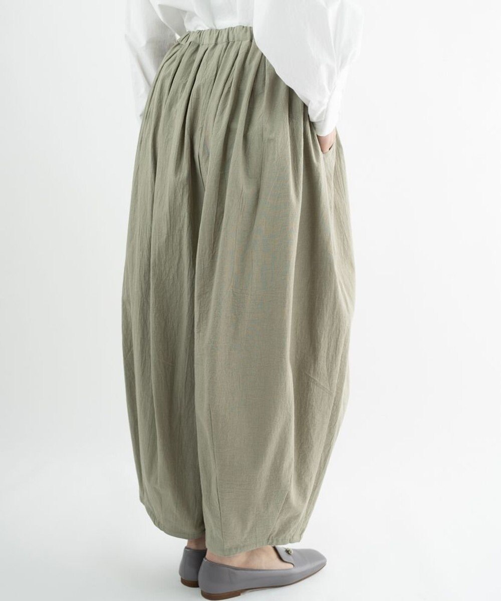 muuc 〈綿100%〉〈涼しいワッシャー生地〉〈裾タック入り〉〈ワイドシルエット〉サーカスパンツ 