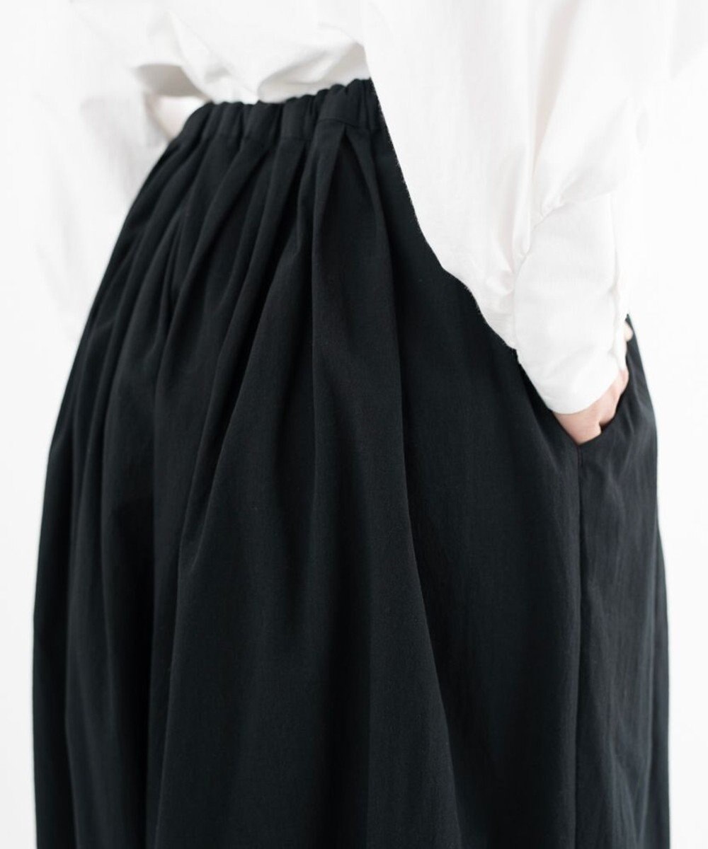 muuc 〈綿100%〉〈涼しいワッシャー生地〉〈裾タック入り〉〈ワイドシルエット〉サーカスパンツ 