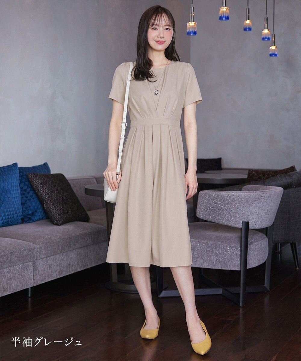 Tiaclasse 【おのののかさん着用】半袖&長袖選べる袖丈・タックフレアワンピース 