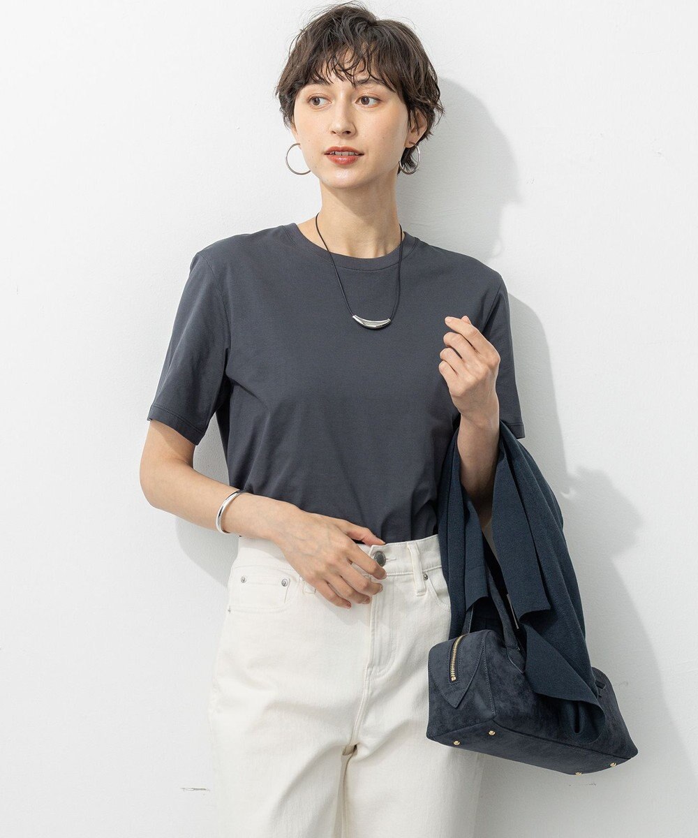 23区 L 【洗える】コンパクトヤーン スムース Tシャツ 