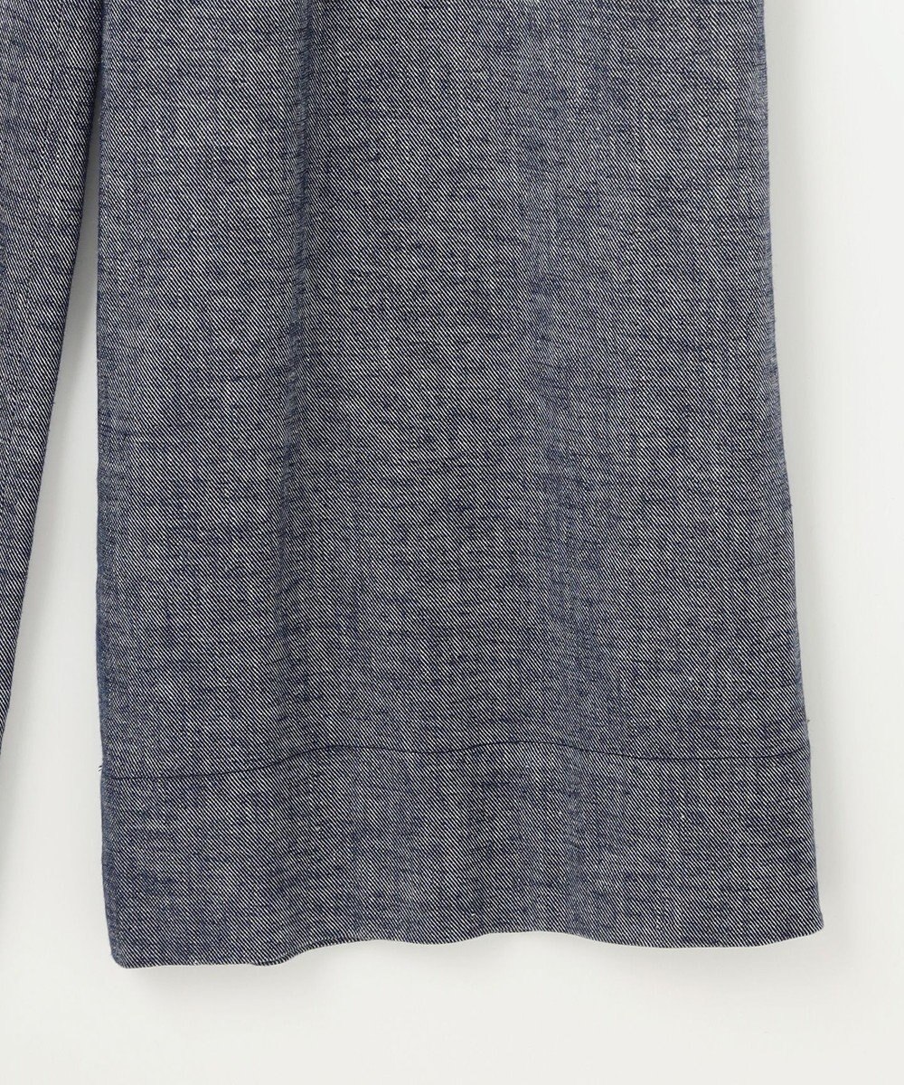 自由区 【洗える】コットンリネンシャンブレーワイドストレート パンツ 