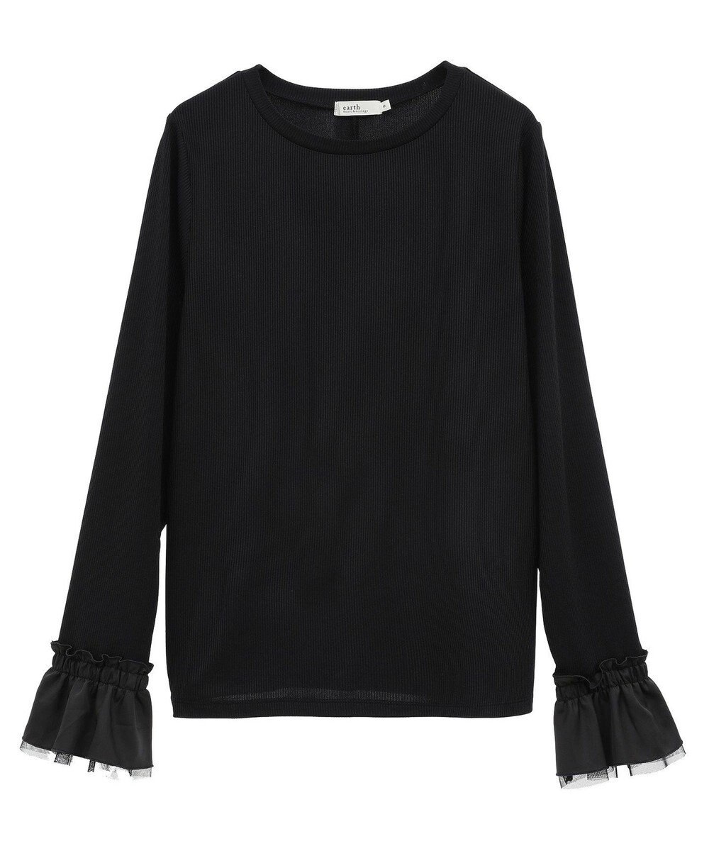 earth music&ecology フリルスリーブリブプルオーバー 