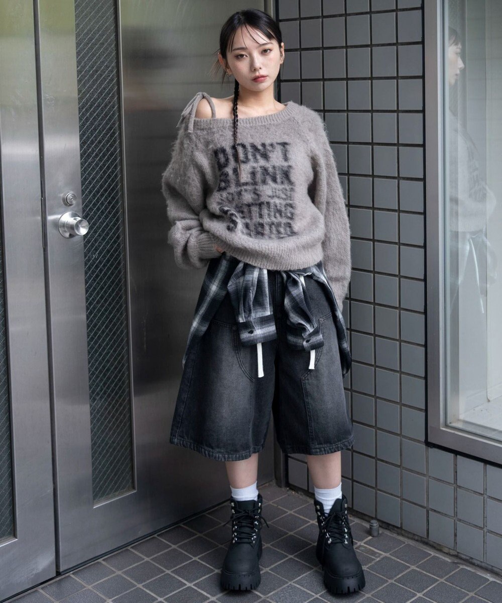 WEGO シャギー2WAYグラフィックワンショルニット 