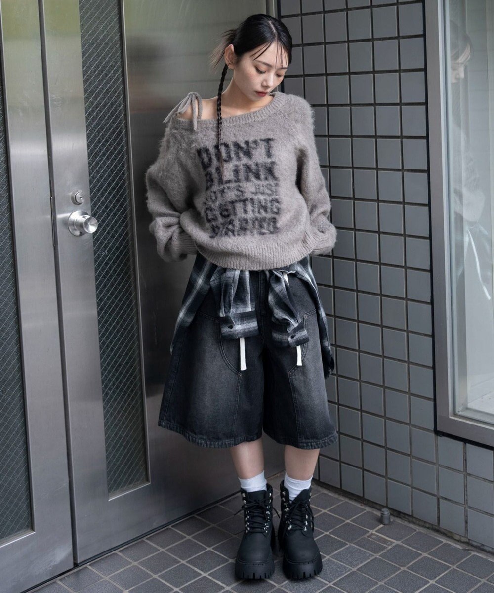 WEGO シャギー2WAYグラフィックワンショルニット 