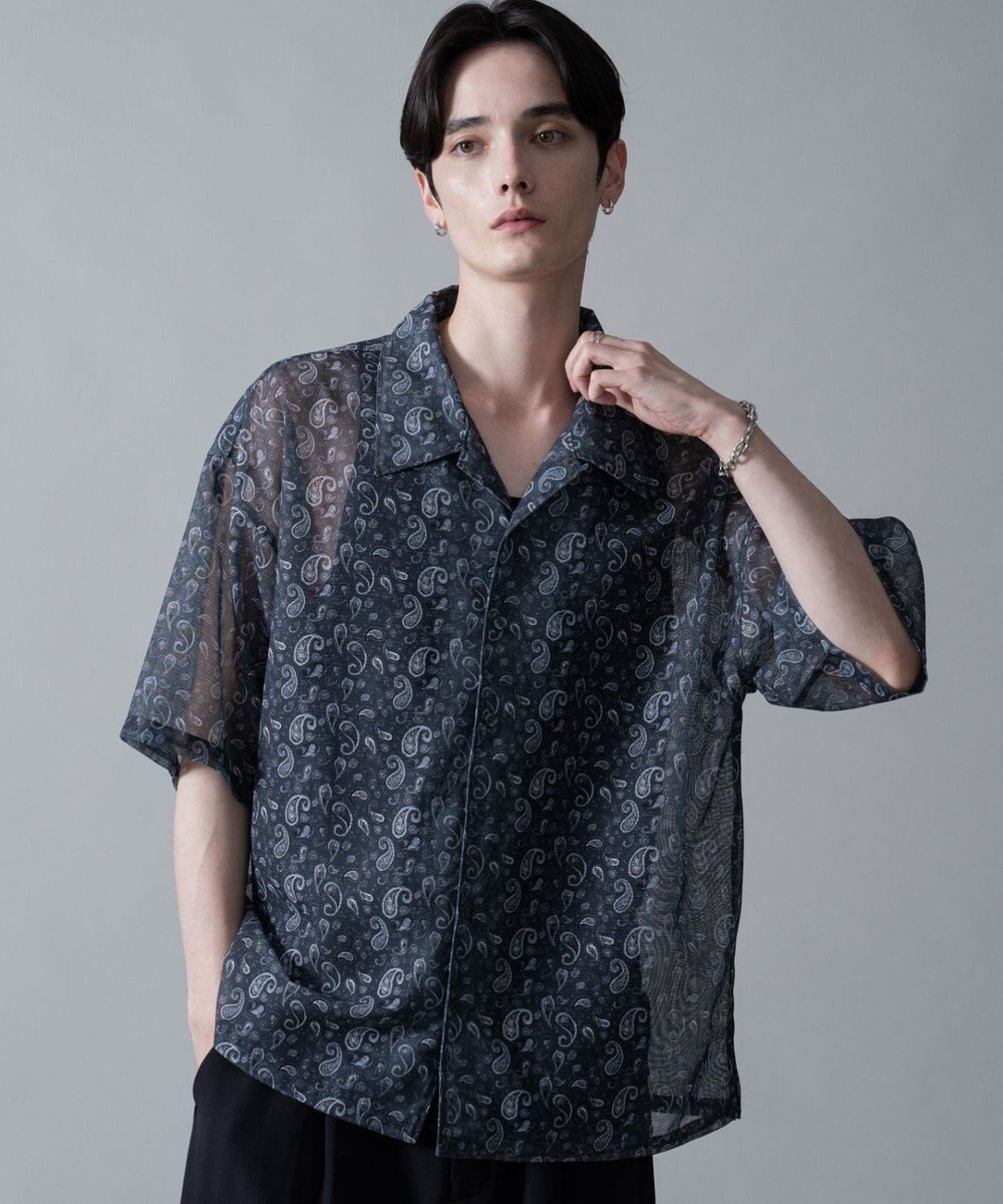 WEGO メッシュパターンオープンカラーシャツ（SS） 