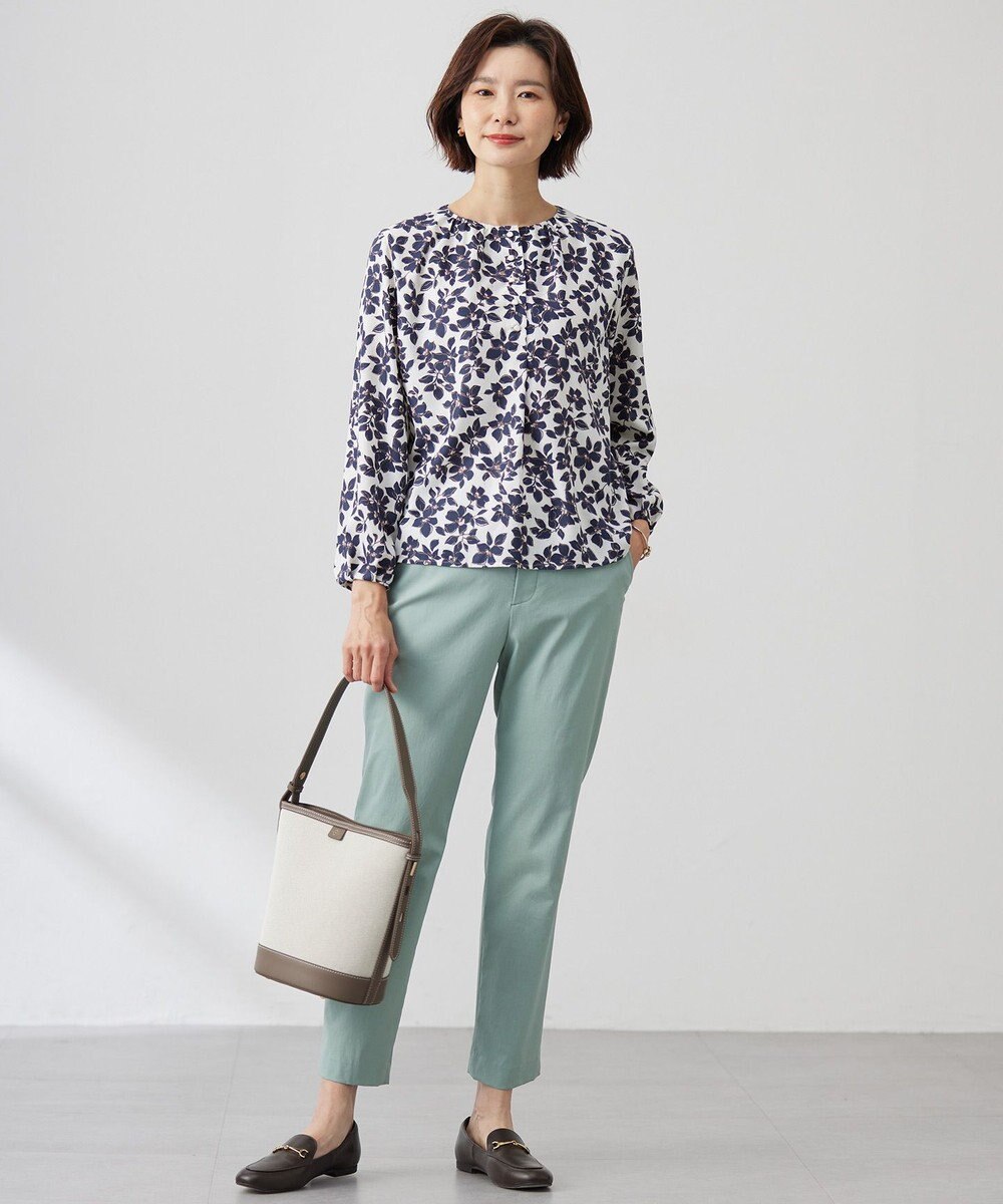 J.PRESS LADIES 【セットアップ対応・洗える】セルロースリネンストレッチ テーパード パンツ 