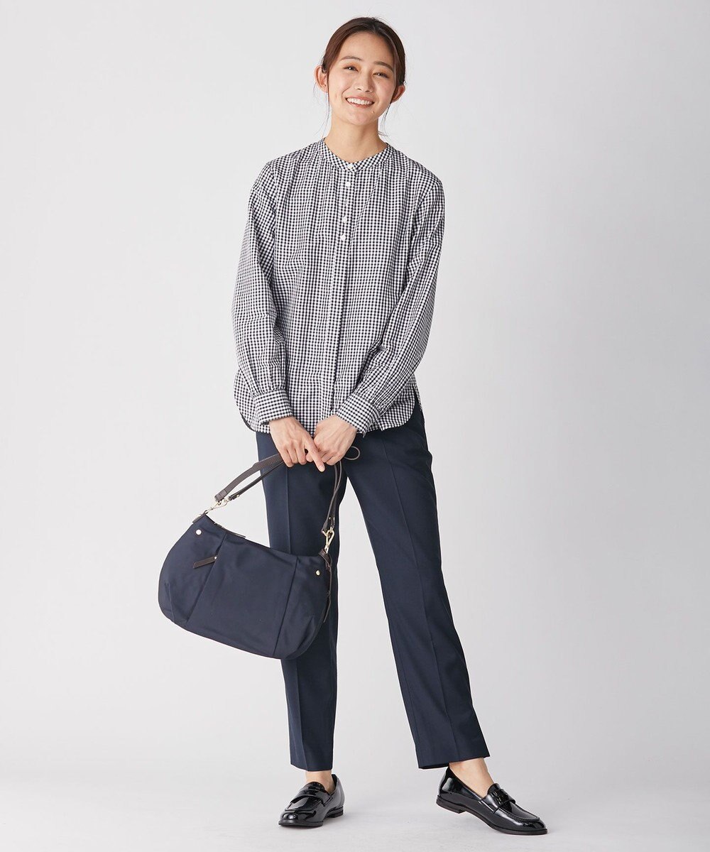 J.PRESS LADIES 【洗える】ポリエステルレーヨンマイクロギャバストレッチ テーパード パンツ 