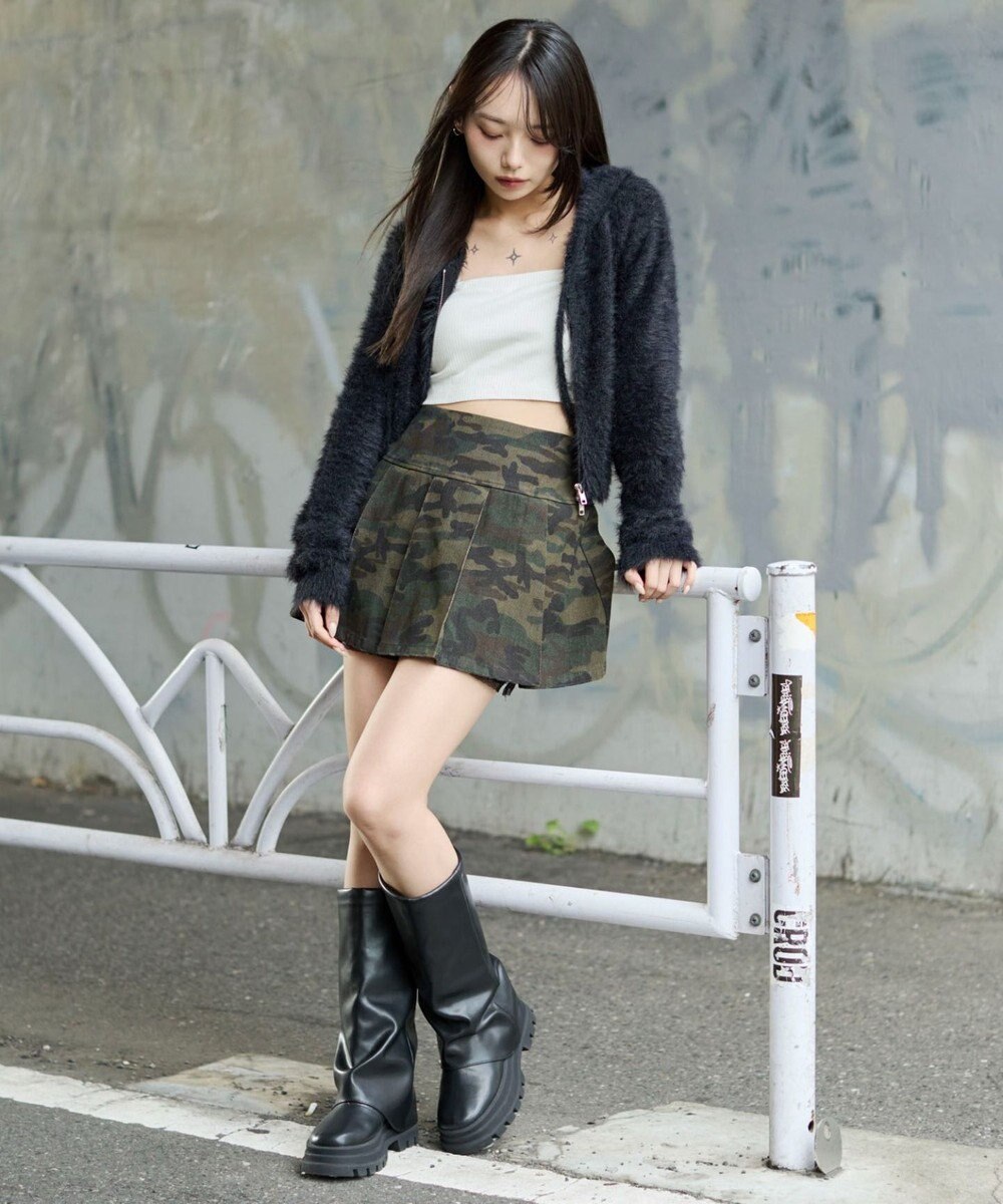 WEGO 【25秋冬新作】シャギーニットジップパーカー 