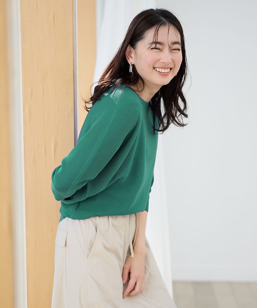 ANY L 【洗濯機可/アンチピリング/UVケア】アクリルガーターニット 