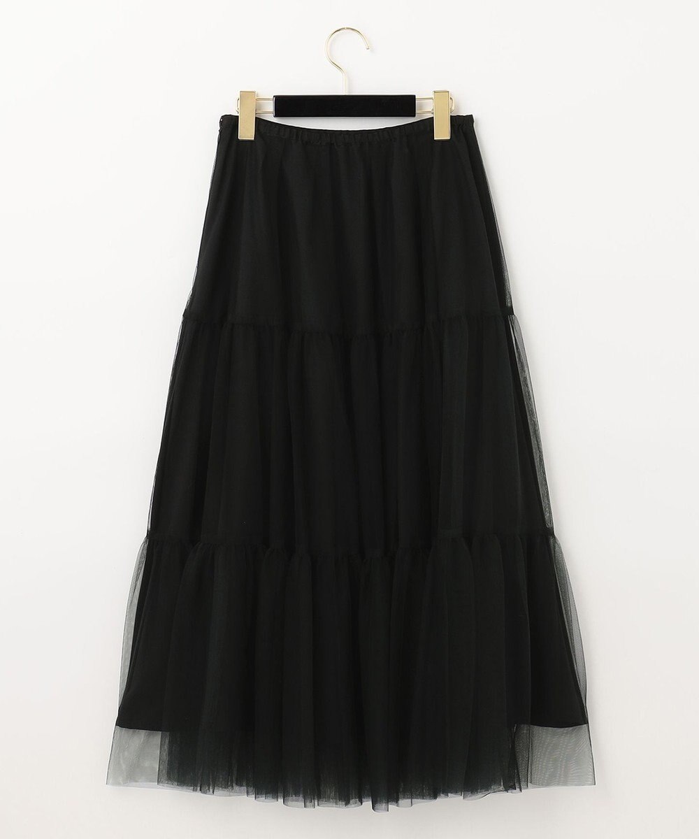 GRACE CONTINENTAL ブラックタフタオーバースカート 