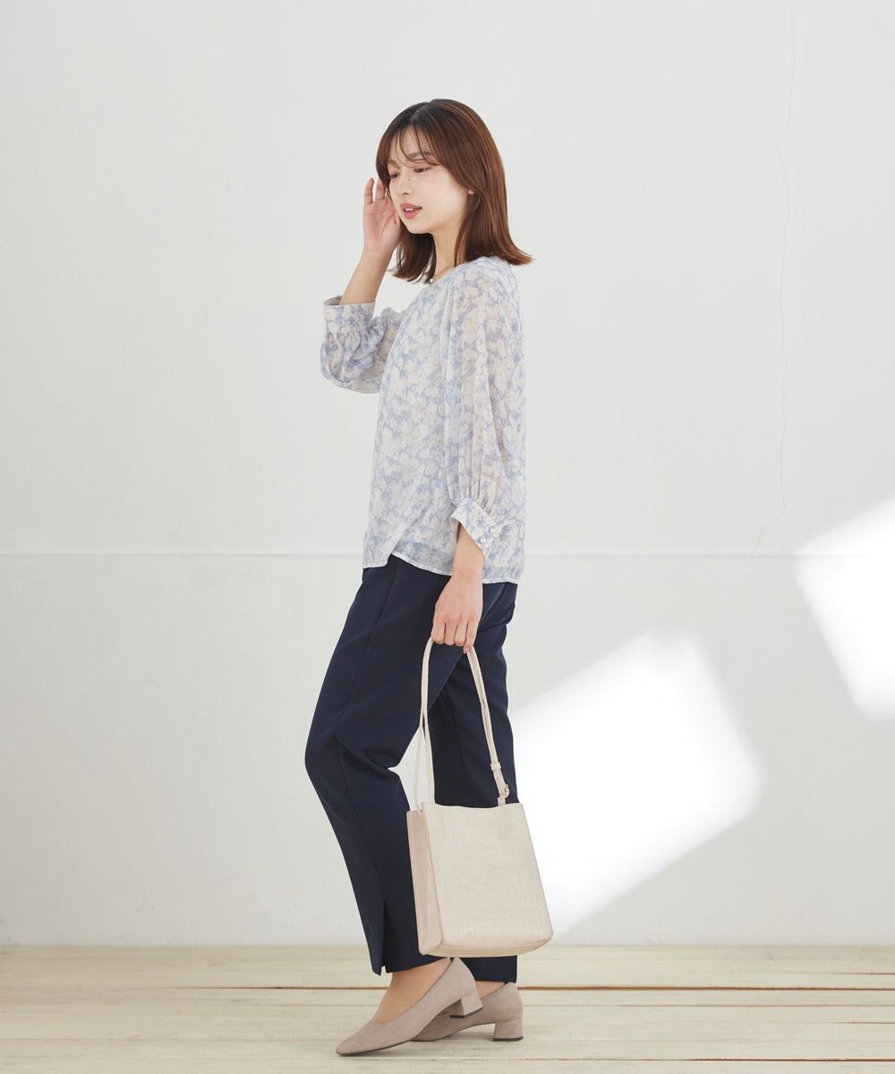 Tiaclasse L 水彩花柄シフォンブラウス 