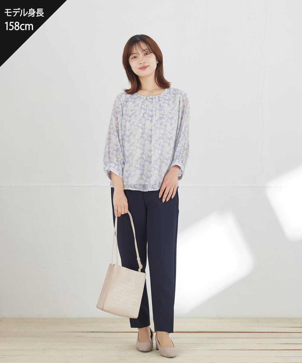 Tiaclasse L 水彩花柄シフォンブラウス 