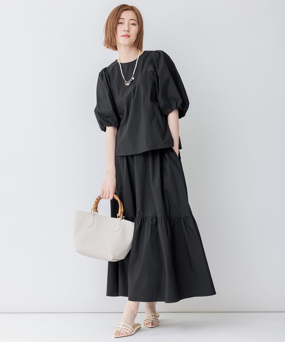 23区 L 【一部店舗限定/洗える】ハイカウントウェザーストレッチ パフスリーブ ブラウス 