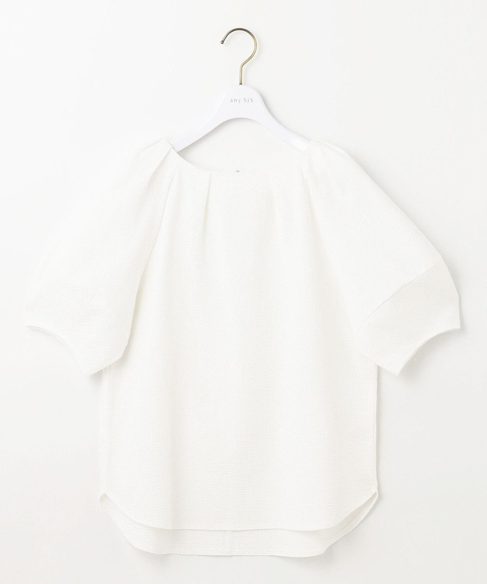 ANY SIS L 【洗える】ランタンスリーブサッカー ブラウス 