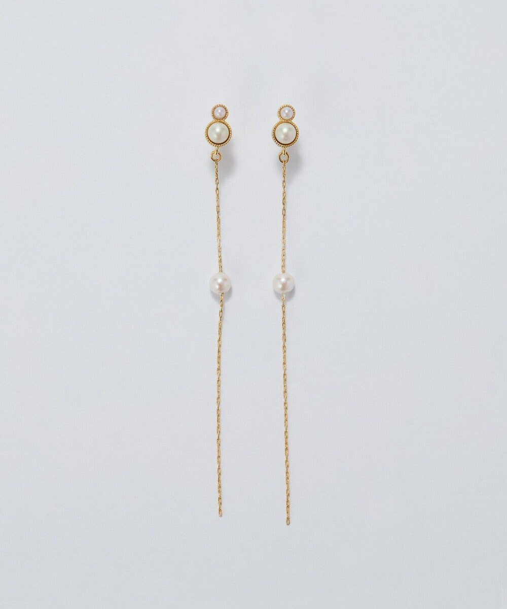 Phoebe 【金属アレルギー対応】ルミナスパールロングセラミックピアス　ゴールド 