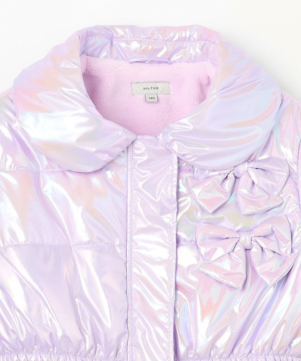 ANY KIDS パール調×フリースボア中綿コート 