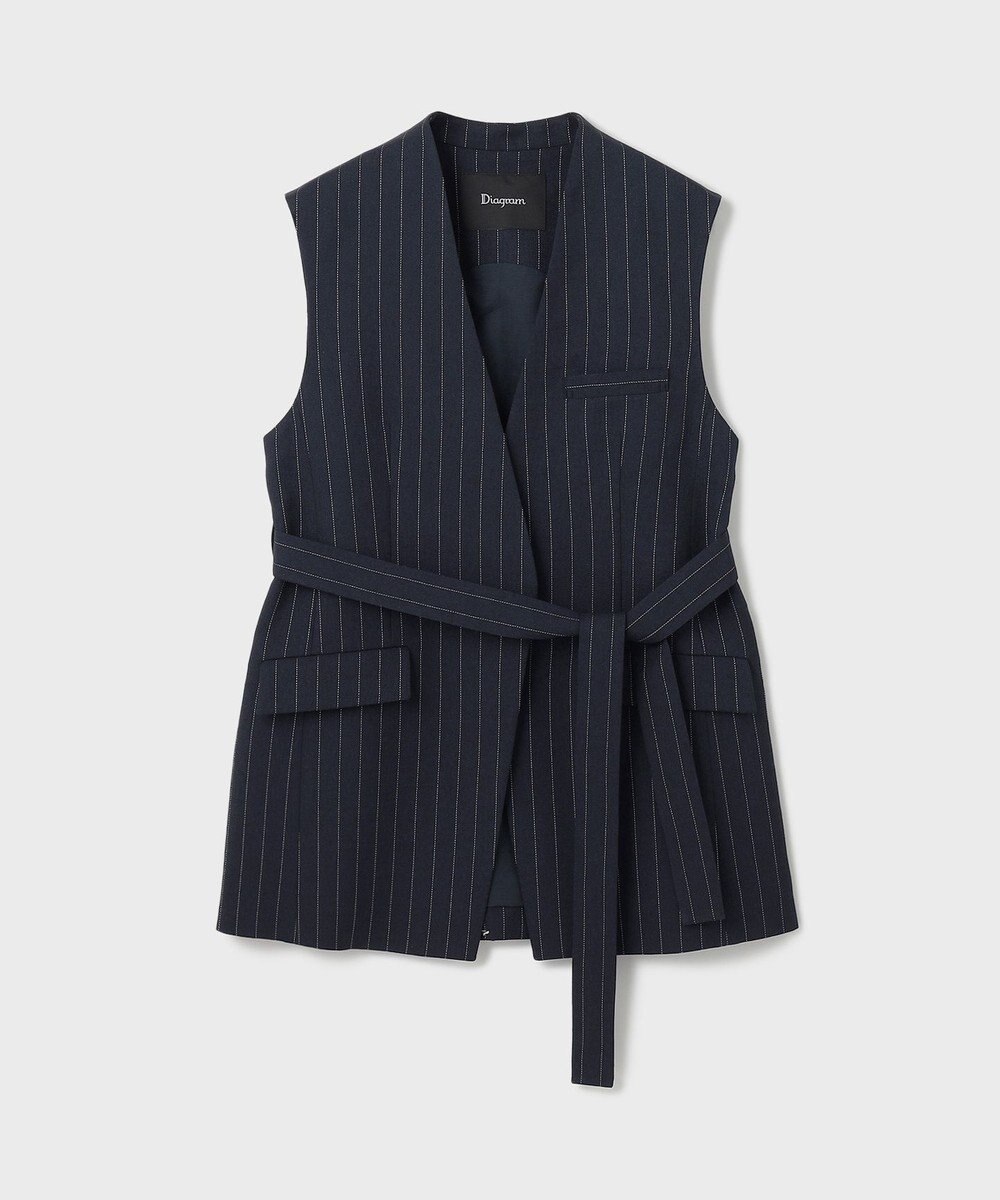 GRACE CONTINENTAL ストライプノーカラージレ 