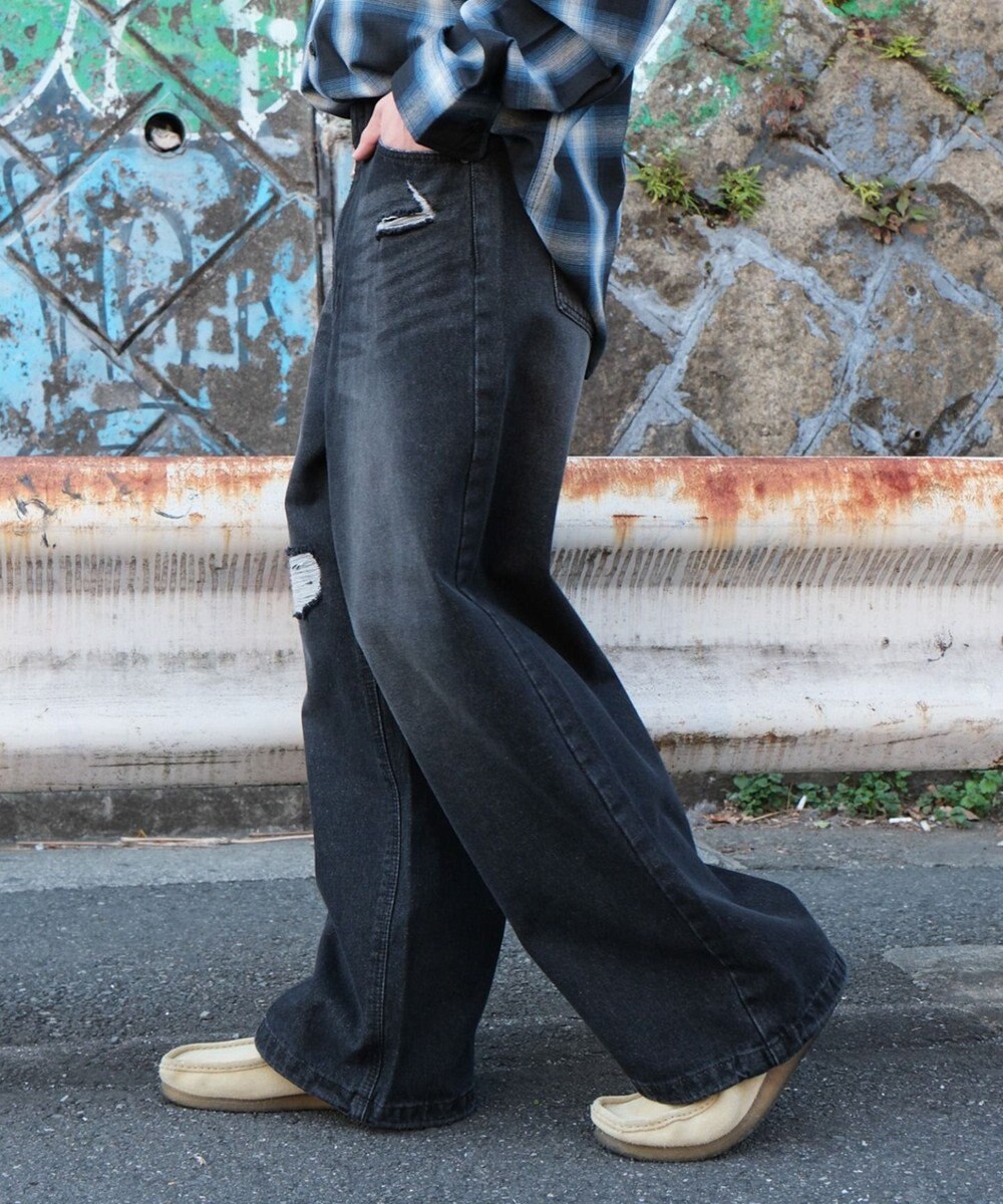 WEGO スーパーバギーダメージデニムパンツ 