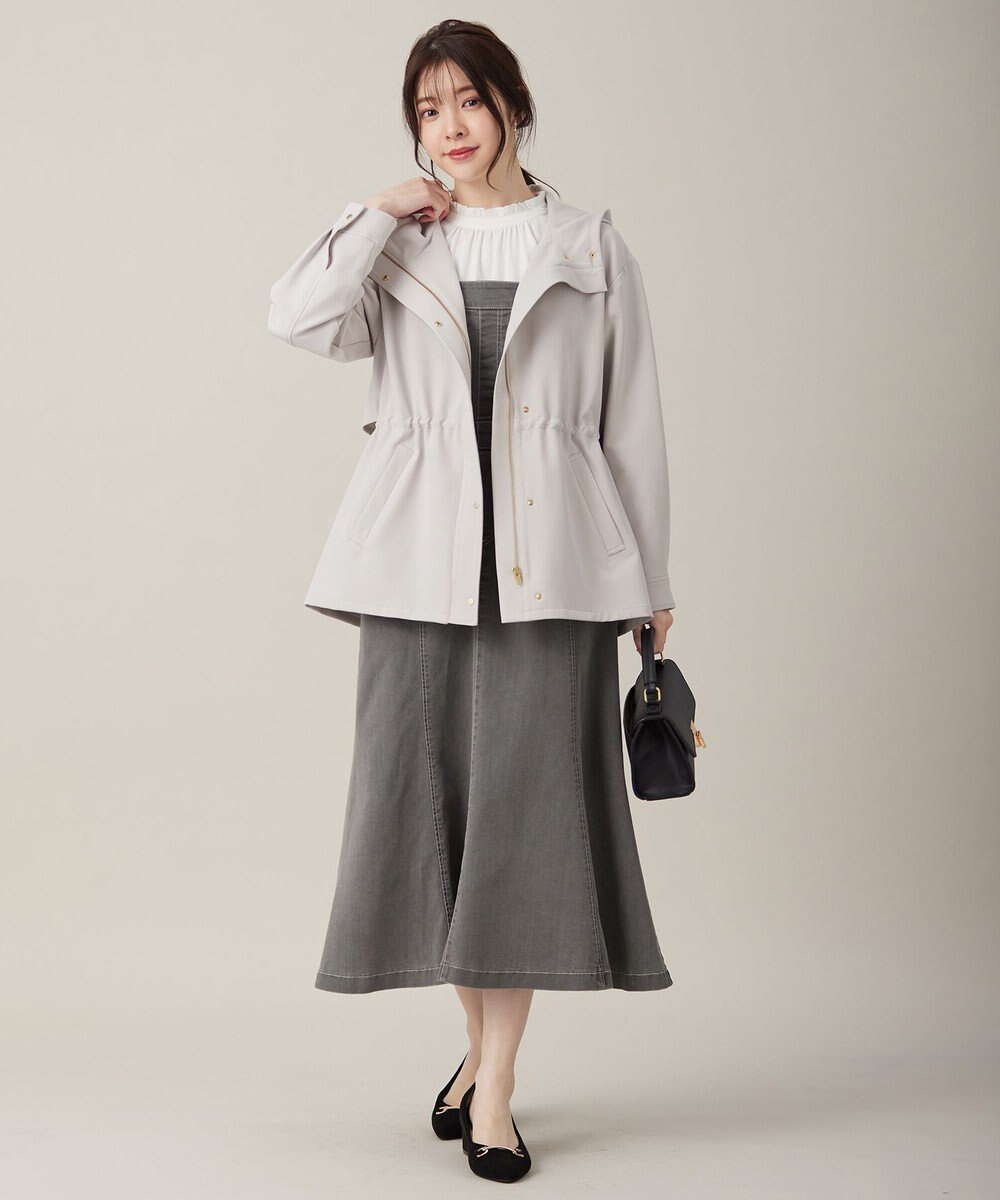 ANY SIS L 【撥水・UVカット・洗える】フーデットハーフ コート 