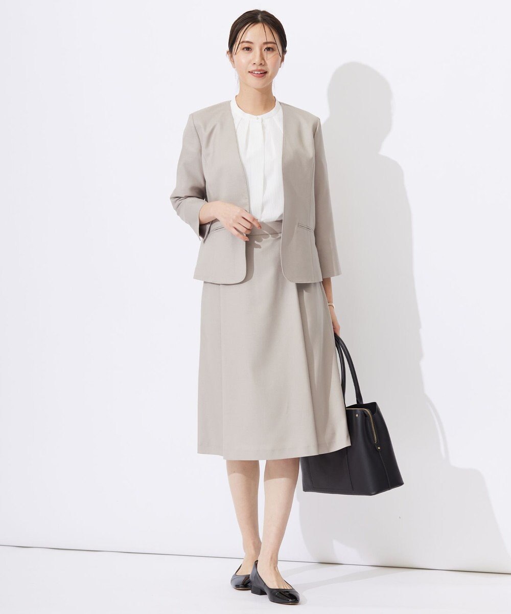 J.PRESS LADIES 【セットアップ対応・洗える・UVケア・速乾】 OXIJEWELストレッチ ノーカラー ジャケット 