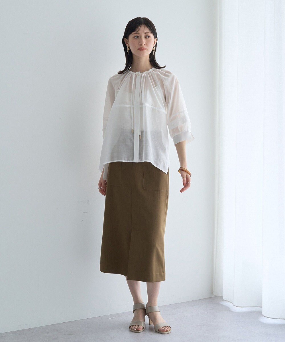 YECCA VECCA タックスリーブシアーシャツ 
