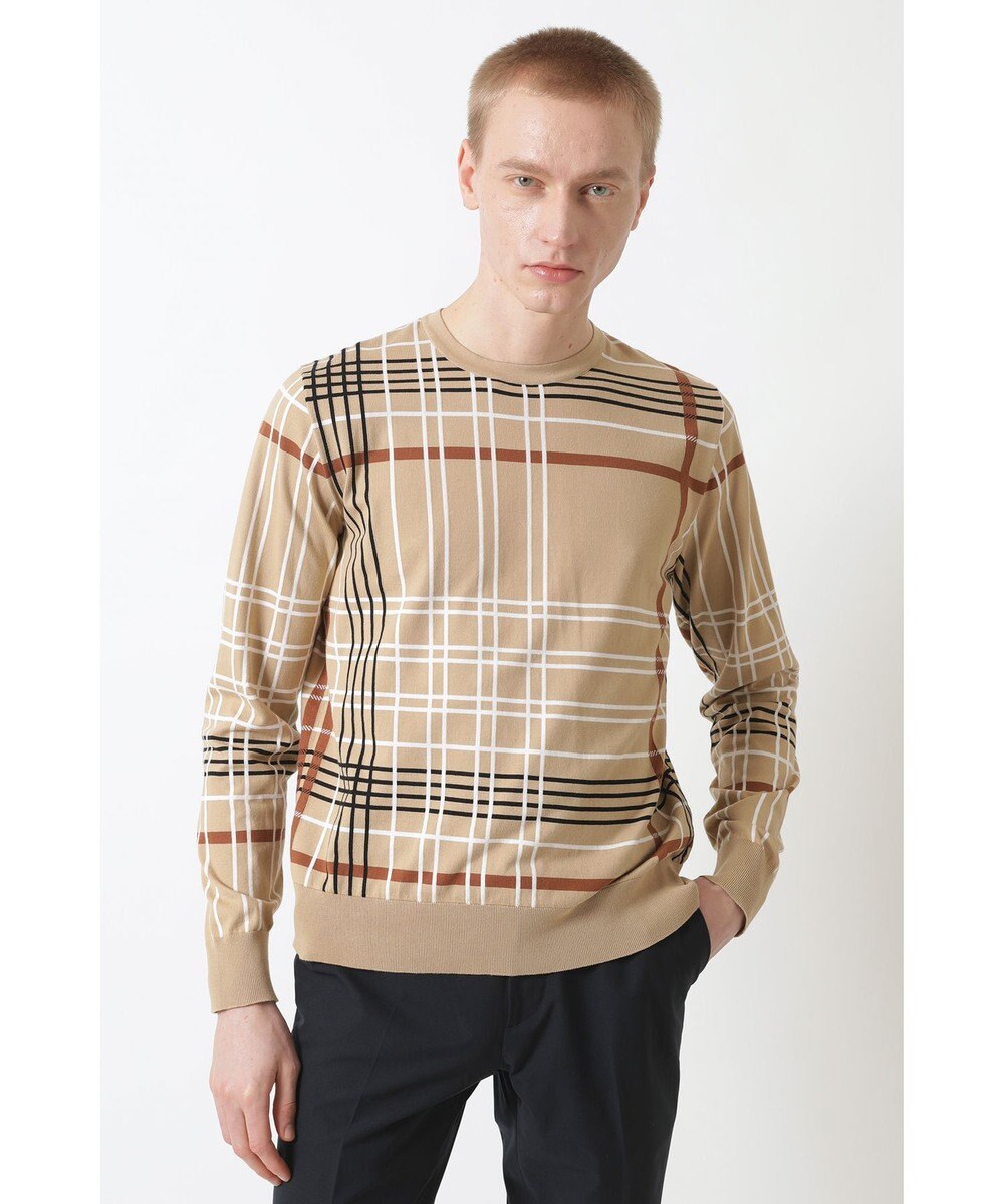 DAKS イノベーション チェック クルーネックセーター 