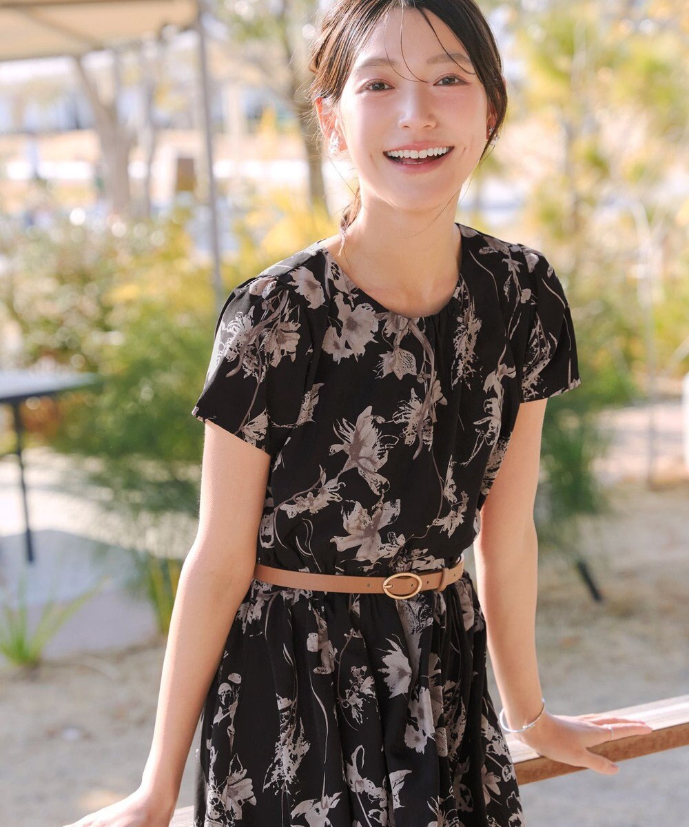 Tiaclasse 【2点セット】ニットボレロ＋花柄ワンピースセット 