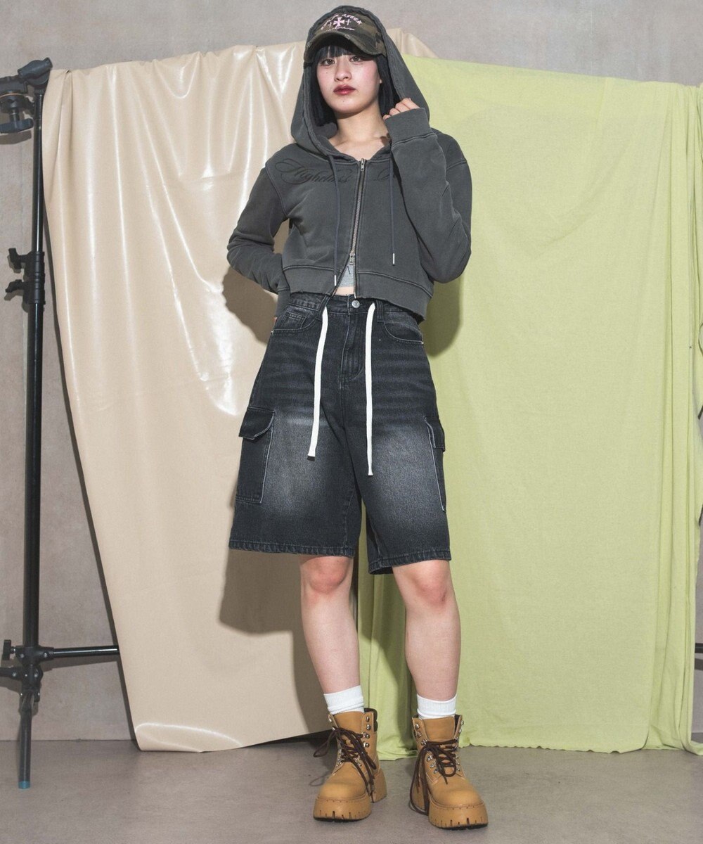 WEGO グラフィックダメージWジップパーカー 