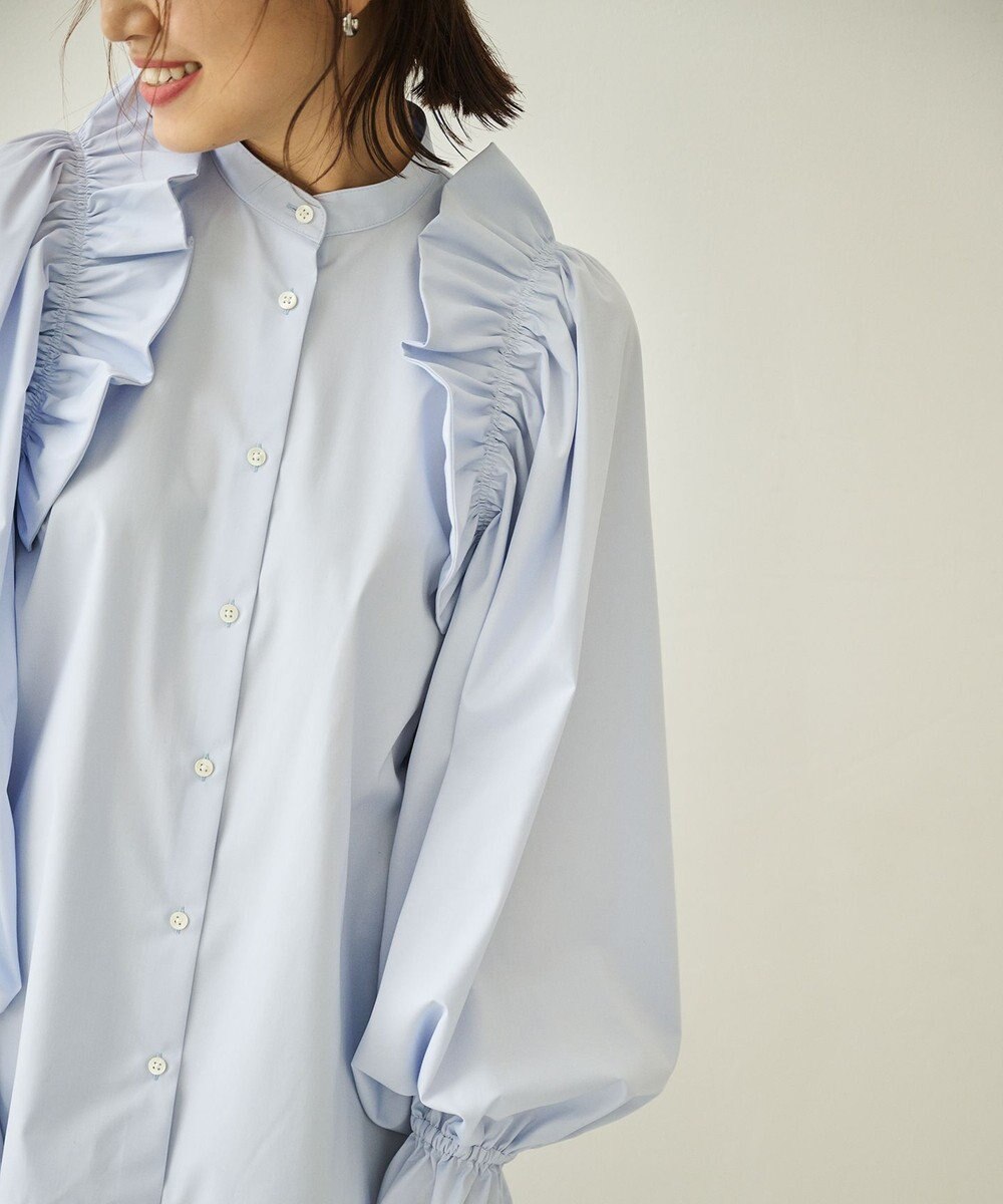 #Newans 【洗濯機可能/シワになりにくい】〈春名亜美さんコラボ〉ショルダーフリルブラウス 