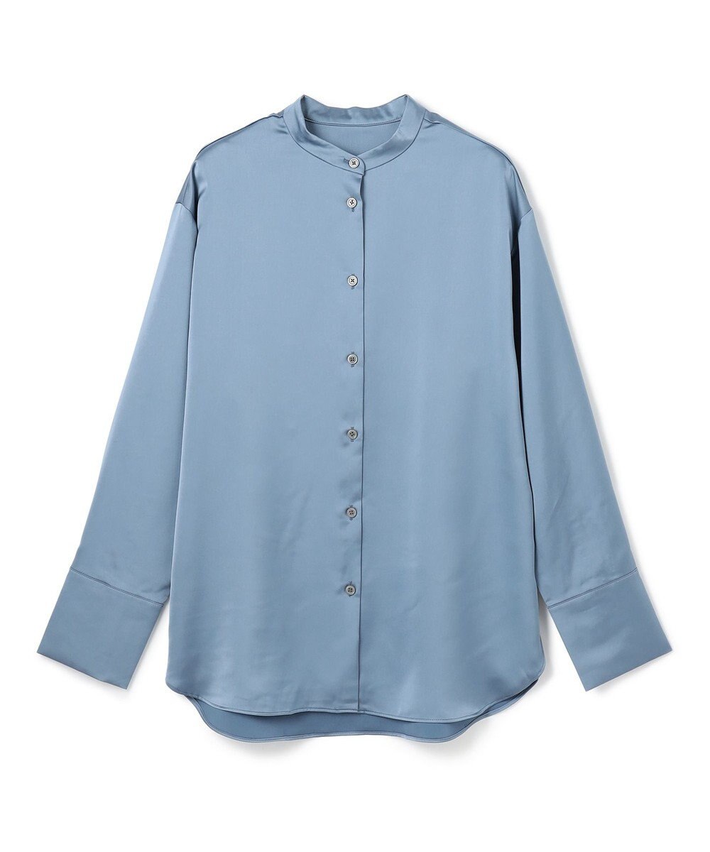 UNFILO L サテン バンドカラーシャツ 