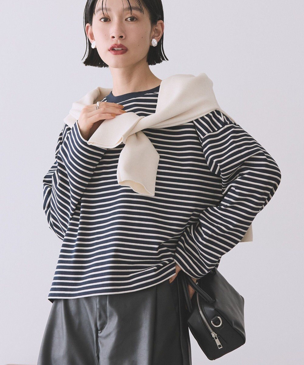 AMERICAN HOLIC カラーボーダークロップド丈プルオーバー 