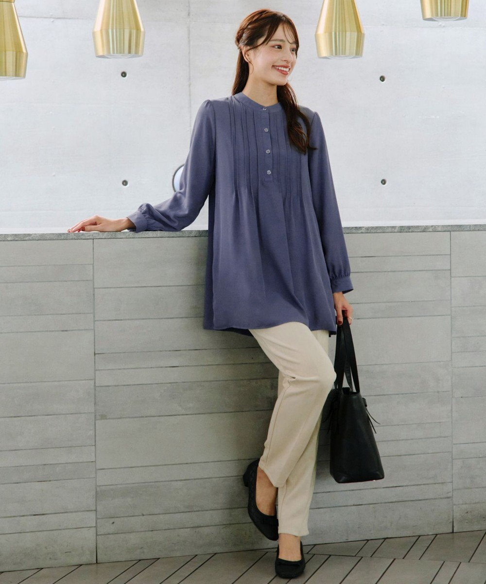 Tiaclasse 【スマート裏起毛・新色追加】 ピンタックシャツチュニック 