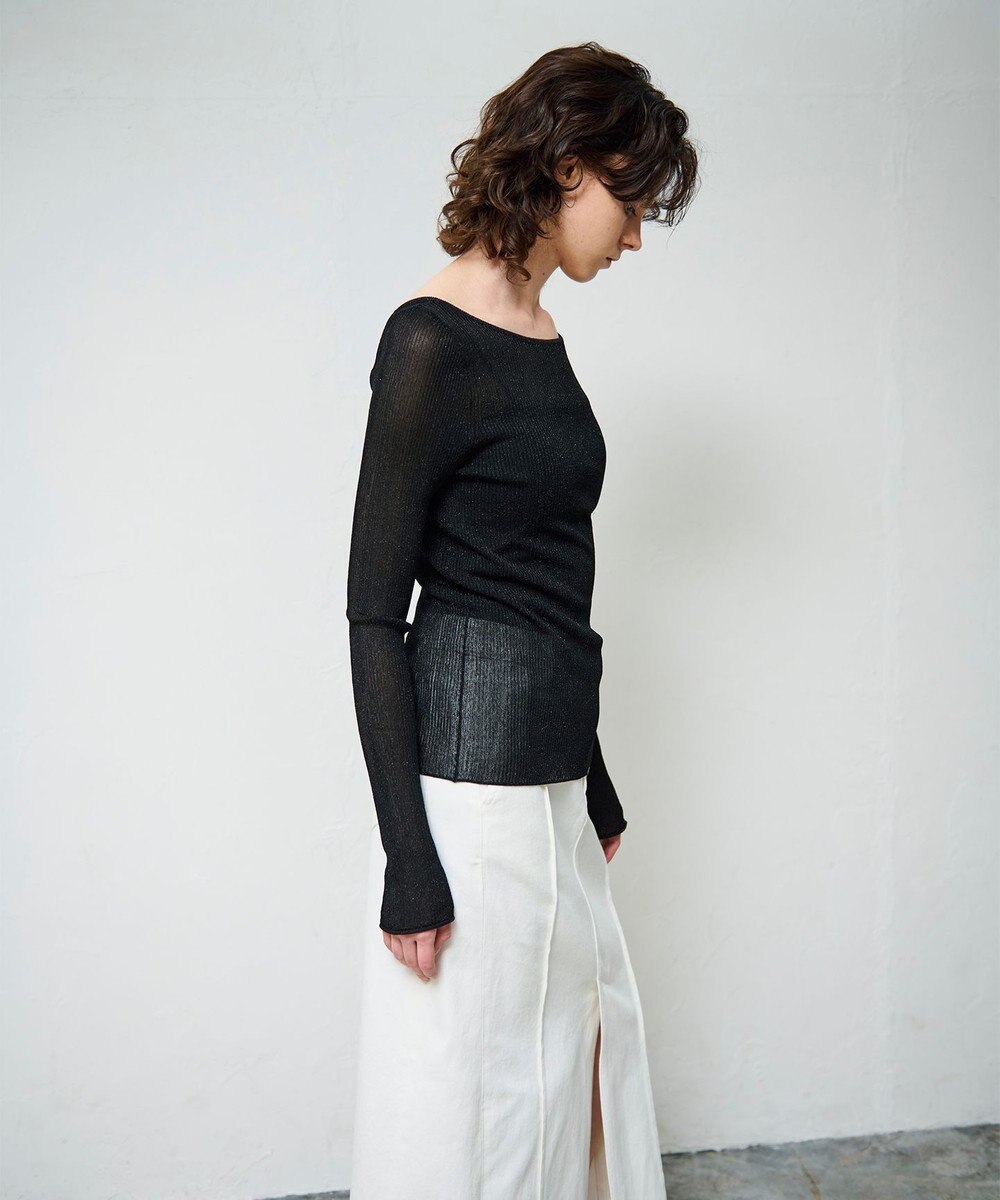 GRACE CONTINENTAL ラメシアーリブニットトップ 